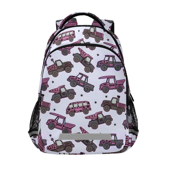 ALAZA Leopard Cartoon Cars Backpack Elementary School Bag Bookbag Travel Rucksack