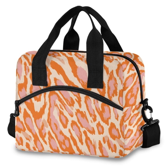 ALAZA Leopard Print Insulated Lunch Box Large Reusable Cooler Bag with Shoulder Strap