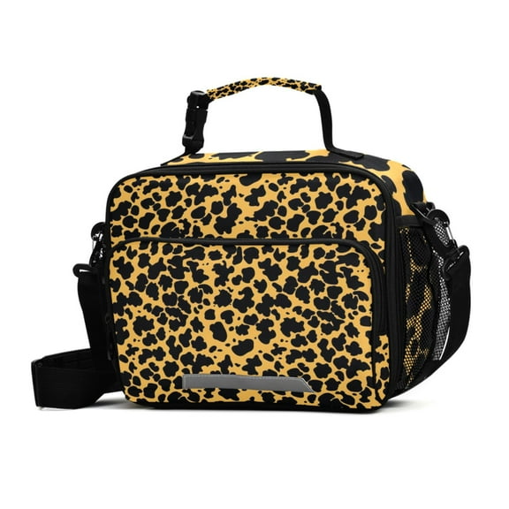 ALAZA Leopard Print Lunch Box Insulated Cooler Bag Reusable Tote Bags Shoulder Strap