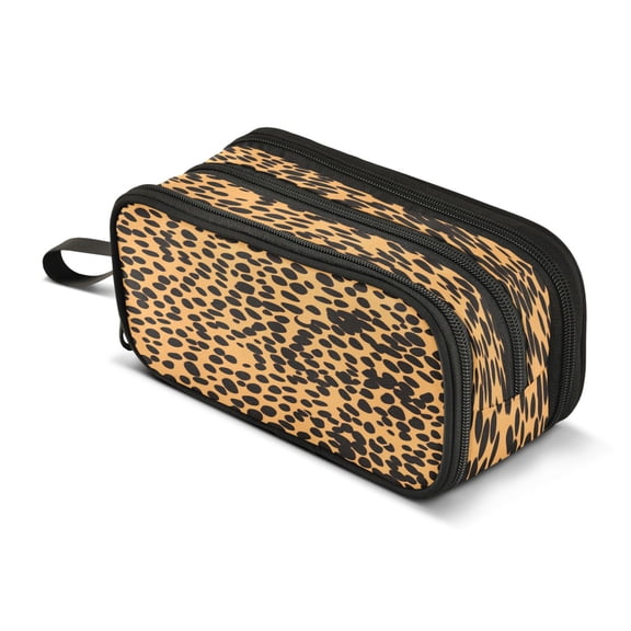 ALAZA Leopard Print Pencil Case Bag 3 Compartment Pen Pouch Large Storage Holder Box Organizer