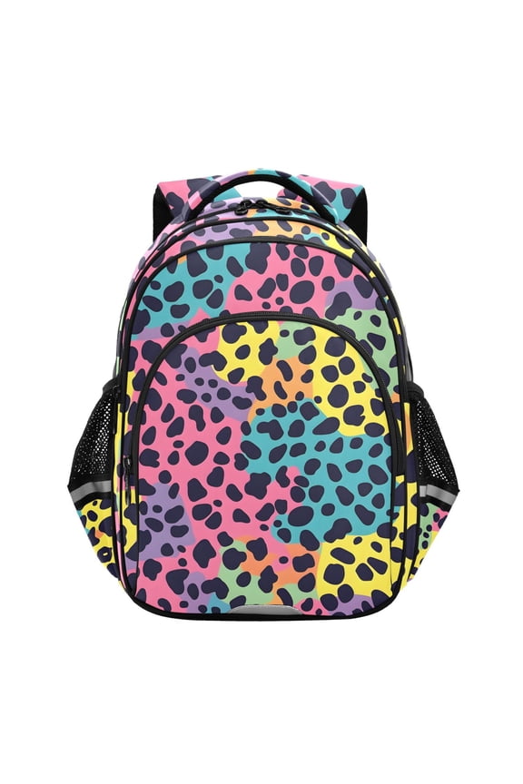 Leopard Print School Backpack Elementary Bag Bookbag Travel Rucksack