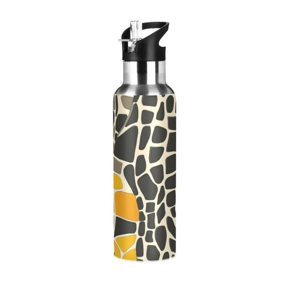 ALAZA Leopard Print Water Bottle Insulated Flask Stainless Steel Straw Lid 20 oz