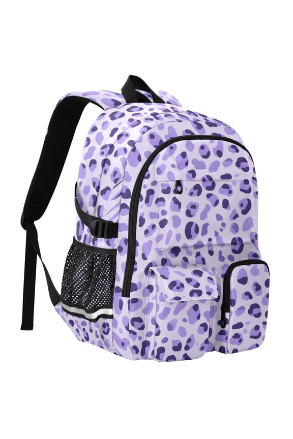 Leopard Purple-a1 Print Student Backpack School Bookbag Large Laptop Daypack Travel Bag