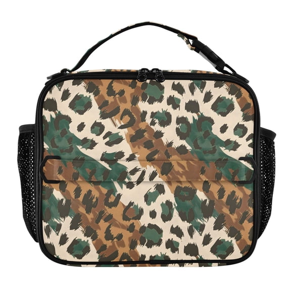 ALAZA Leopard Skin Pattern Lunch Box Insulated Lunch Bag Cooler Tote with Shoulder Strap