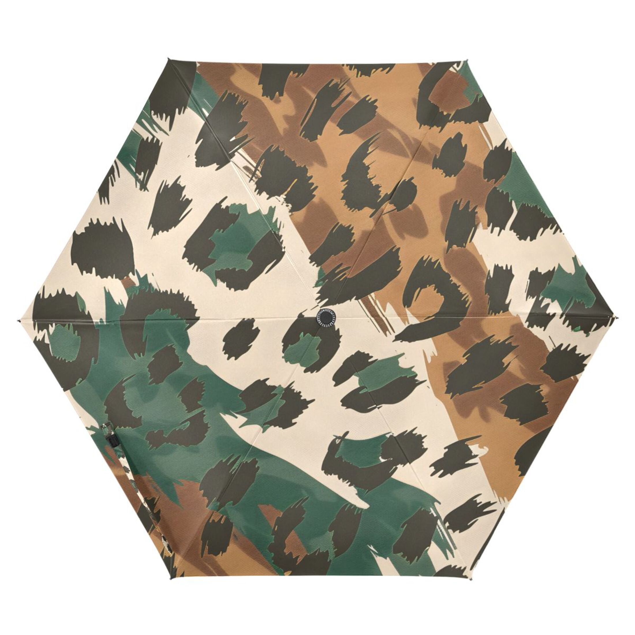 ALAZA Leopard Skin Pattern UPF 50+ Compact Folding Umbrella for Rain Travel Umbrella Packable