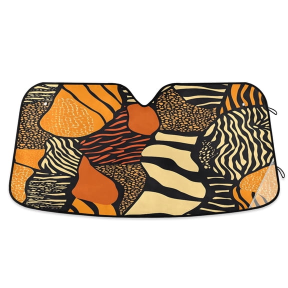 ALAZA Leopard Skin Windshield Sun Shade Car Foldable Sun Visor Block UV Rays Protector 55"x27.6"