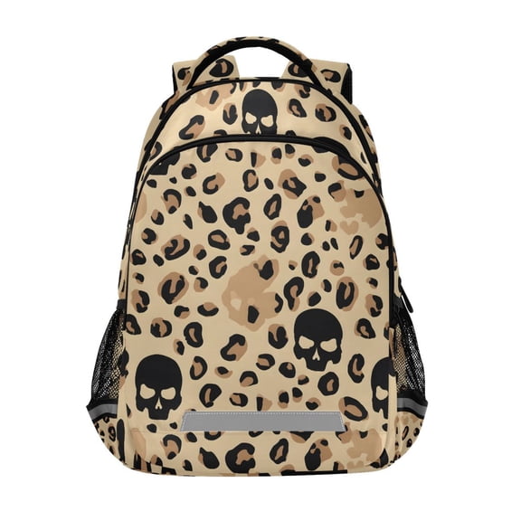 ALAZA Leopard Skull Print Backpack Elementary School Bag Bookbag Travel Rucksack