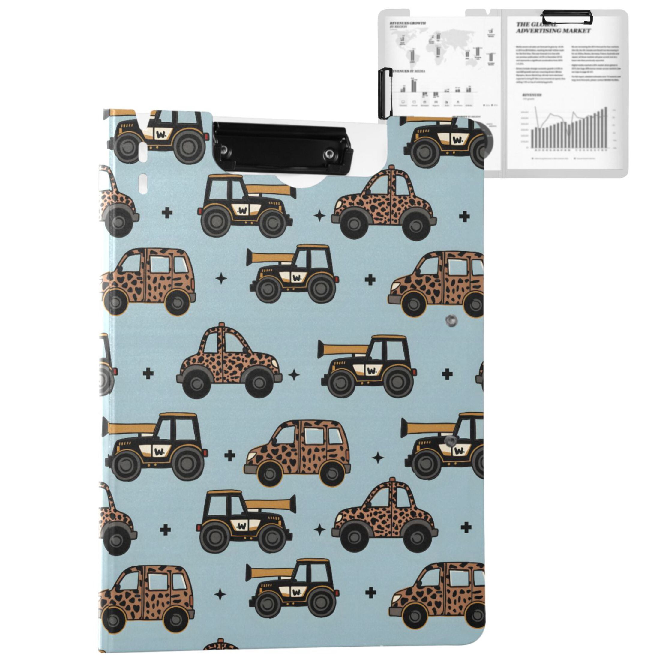 ALAZA Leopard Truck Cars A4 Foldable Clipboard 360 Degree Folder Binder ...