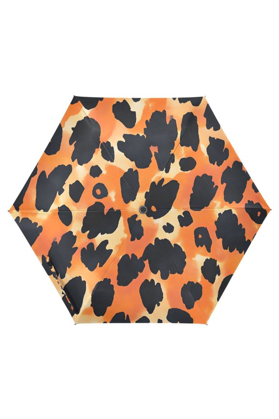Leopard Watercolor UPF 50+ Compact Folding Umbrella for Rain Travel Umbrella Packable