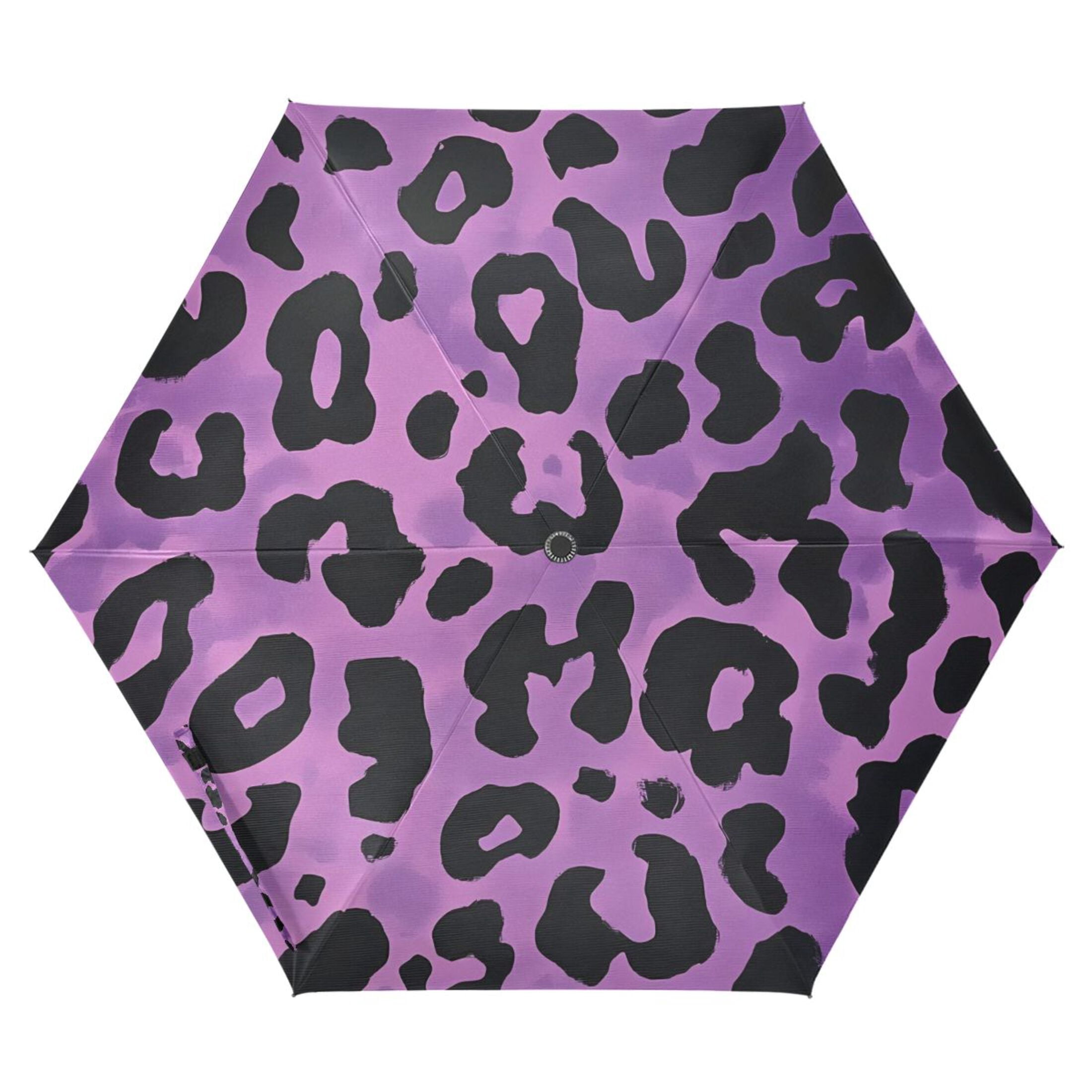 ALAZA Leopard-a1 Print UPF 50+ Compact Folding Umbrella for Rain Travel Umbrella Packable