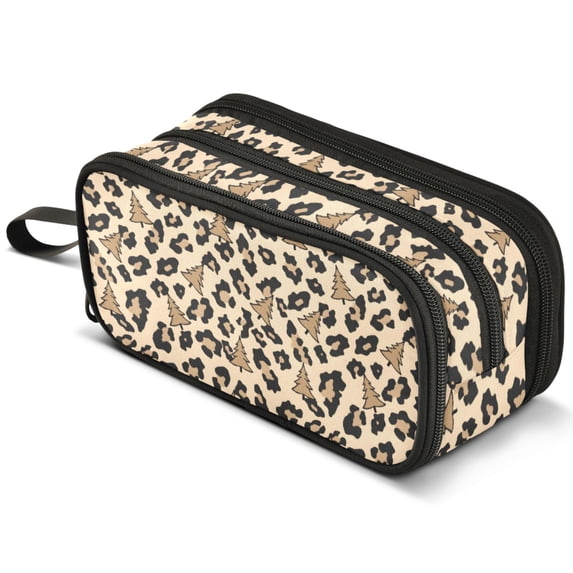 ALAZA Leopard and Tree Pencil Case Bag Large 3 Compartment Pen Pouch ...
