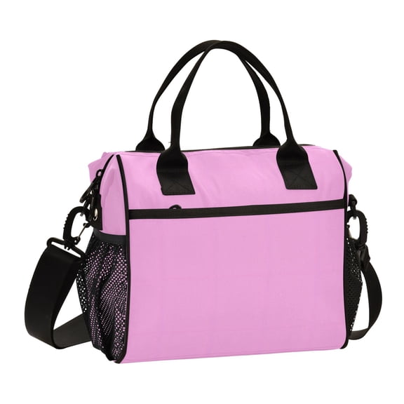 ALAZA Light Pink Background Insulated Lunch Bag Reusable Tote Box Adjustable Shoulder Strap for Work Picnic