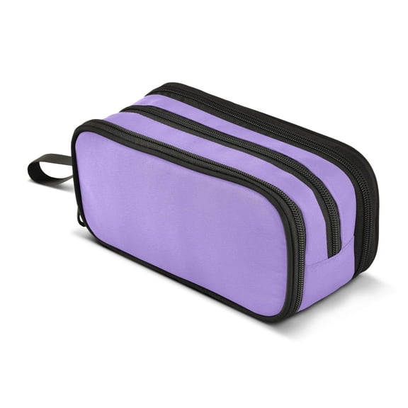 ALAZA Light Purple Pencil Case Bag 3 Compartment Pen Pouch Large Storage Holder Box Organizer