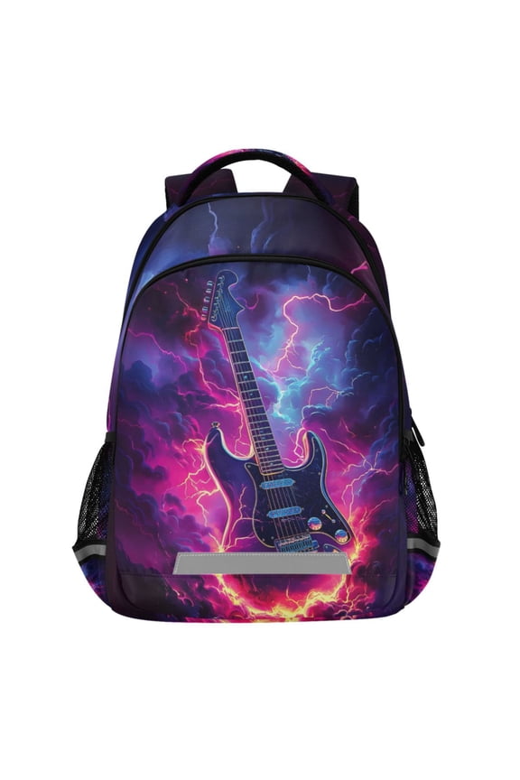 Lightning Guitar Pattern Backpack Elementary School Bags Student Bookbag Travel Rucksack