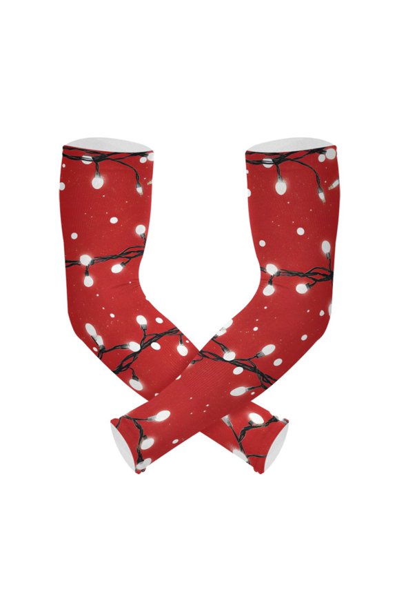 Lights in Christmas UV Sun Protection Arm Sleeves UPF 50+ Compression Cooling Sleeve 1 Pair