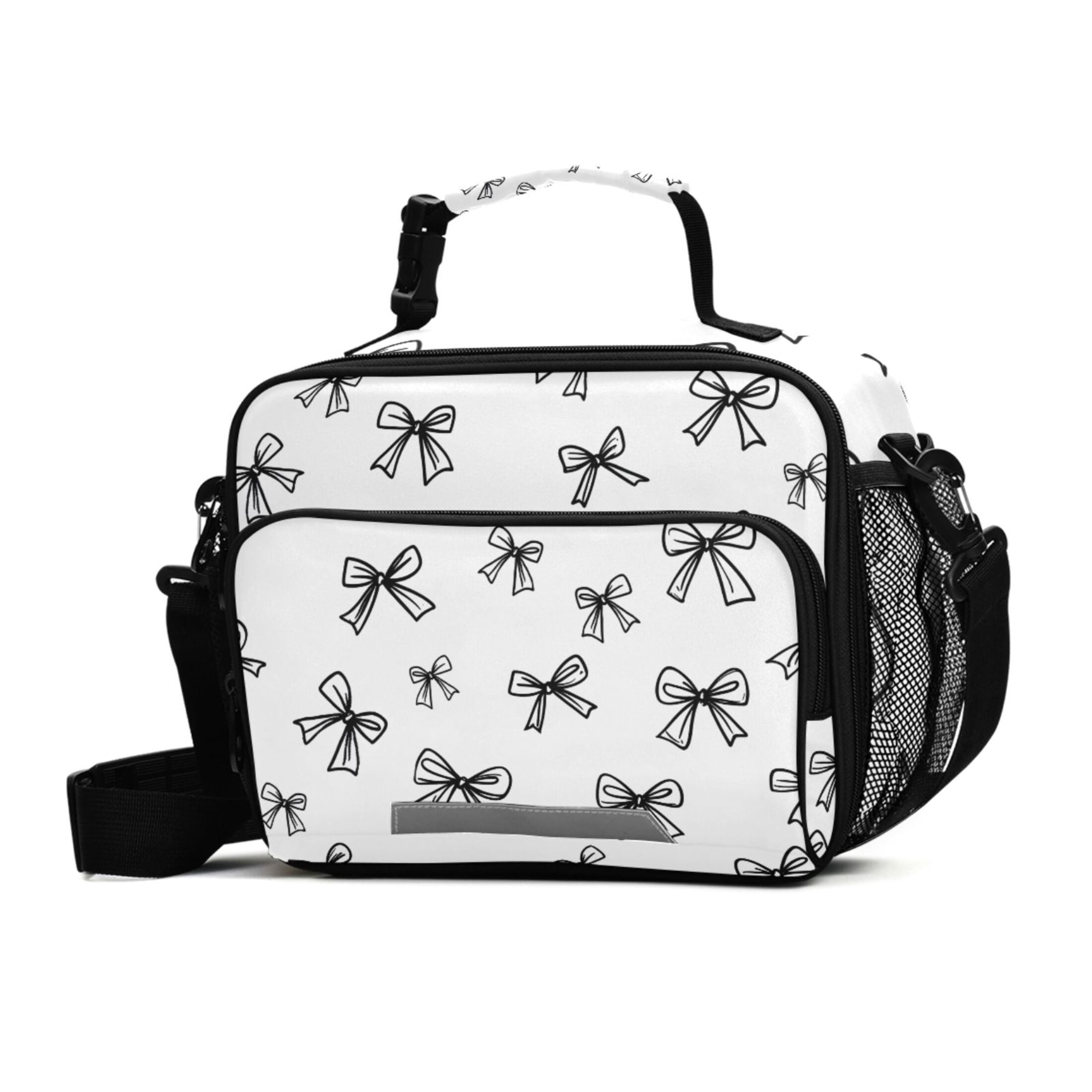ALAZA Line Bows Lunch Box Insulated Cooler Bag Reusable Tote Bags Shoulder Strap