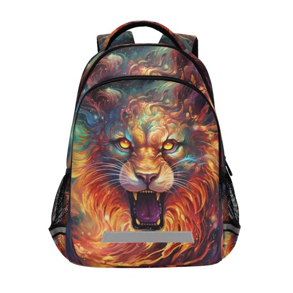 ALAZA Lion on Fire Backpack Elementary School Bag Bookbag Travel Rucksack