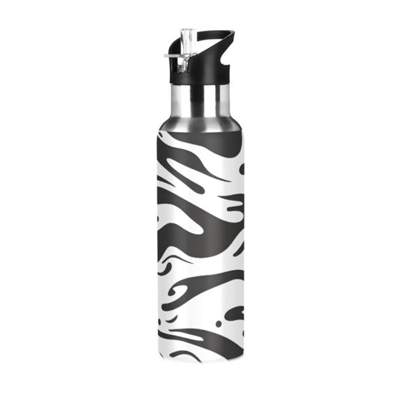 ALAZA Liquid Wave Pattern Water Bottle Insulated Flask Stainless Steel Straw Lid 20 oz