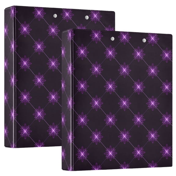 ALAZA Lotus with Glitter Hardcover 3 Ring Binder 1.5" D-Rings with Interior Pockets Binders School 2 PCs