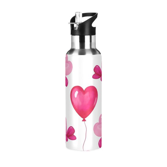 ALAZA Love Balloons Water Bottle Insulated Flask Stainless Steel Straw Lid 20 oz
