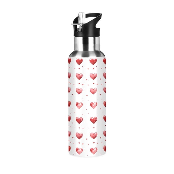 ALAZA Love Heart Water Bottle Insulated Flask Stainless Steel Straw Lid 20 oz