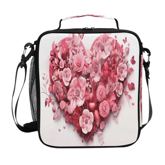 ALAZA Love Valentine Floral Lunch Box Insulated Lunch Bag Reusable Thermal Cooler Tote School Picnic