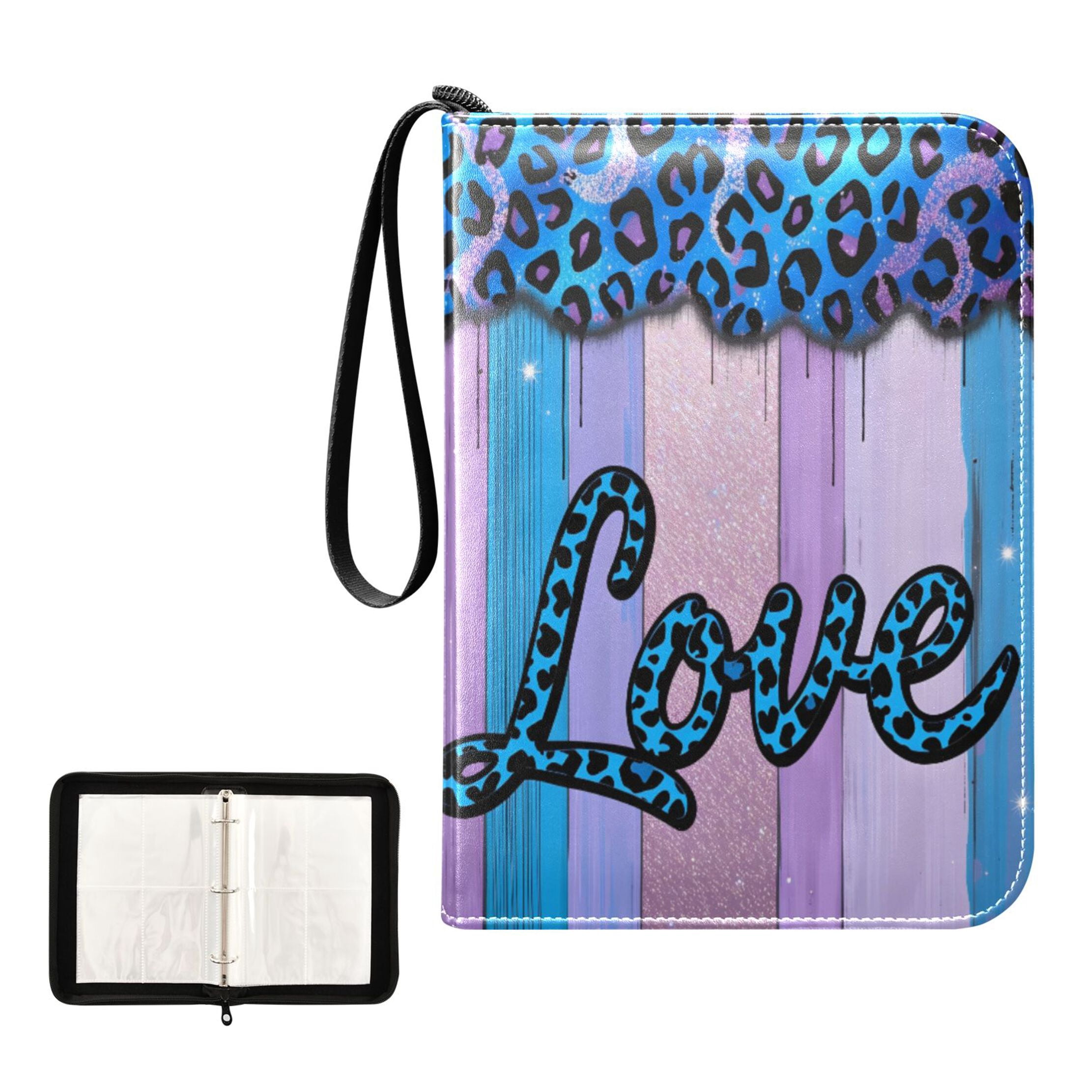 ALAZA Love with Leopard Trading Card Binder 4 Pocket Cards Collection Album 400 Folder Holder