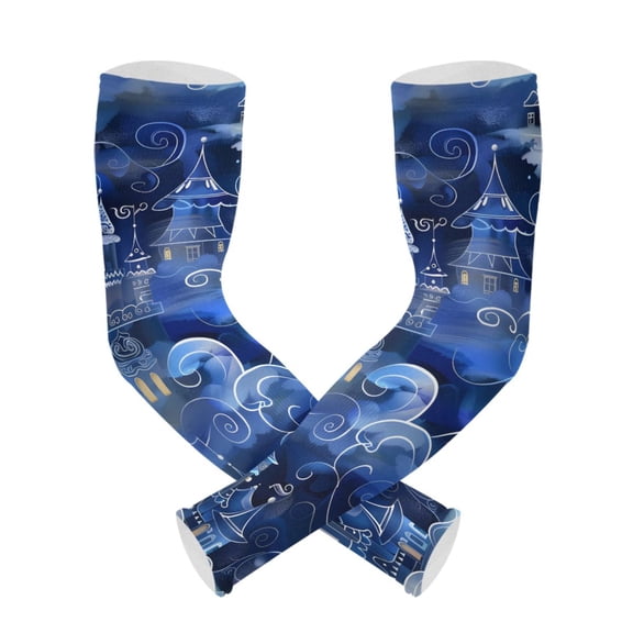 ALAZA Magic Castle UV Sun Protection Arm Sleeves UPF 50+ Compression Cooling Sleeve 1 Pair