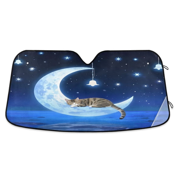 ALAZA Magic Cat Night Windshield Sun Shade Car Foldable Sun Visor Block UV Rays Protector 55"x27.6"