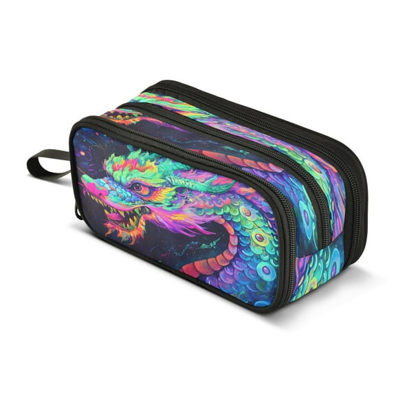ALAZA Magic Cool Dragon Pencil Case Bag 3 Compartment Pen Pouch Large Storage Holder Box Organizer