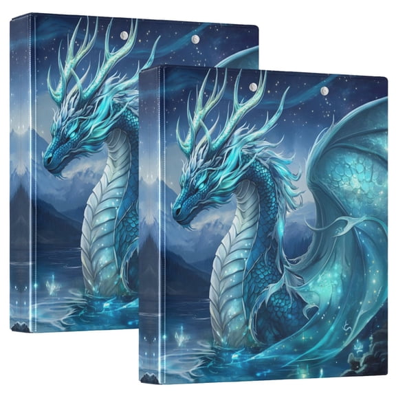 ALAZA Magic Dragon Wings Hardcover 3 Ring Binder 1.5" D-Rings with Interior Pockets Binders School 2 PCs