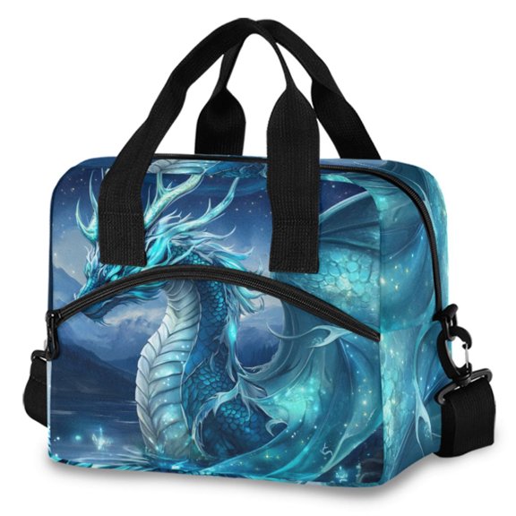 ALAZA Magic Dragon Wings Insulated Lunch Box Large Reusable Cooler Bag with Shoulder Strap