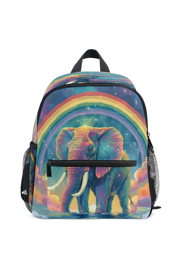 Magic Elephant with Rainbow Pattern School Backpack Student Bookbag Mini Bag