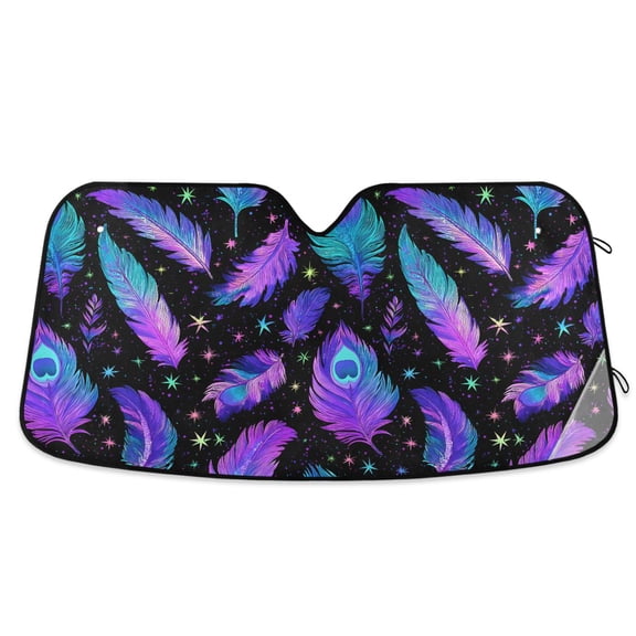 ALAZA Magic Feathers Pattern Car Windshield Sun Shade Foldable UV Ray Sunshade Visor Protector 55 x 27.6in