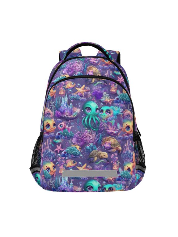 Magic Fish Ocean Castle Backpack Elementary School Bag Bookbag Travel Rucksack