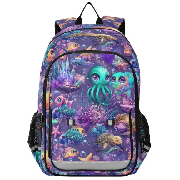 ALAZA Magic Fish Ocean Castle Laptop Backpack Purse Travel Bag Casual School Bookbag Rucksack for Women Men