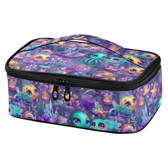 ALAZA Magic Fish Ocean Castle Lunch Box Insulated Cooler Tote Bag Reusable School Picnic Travel Office