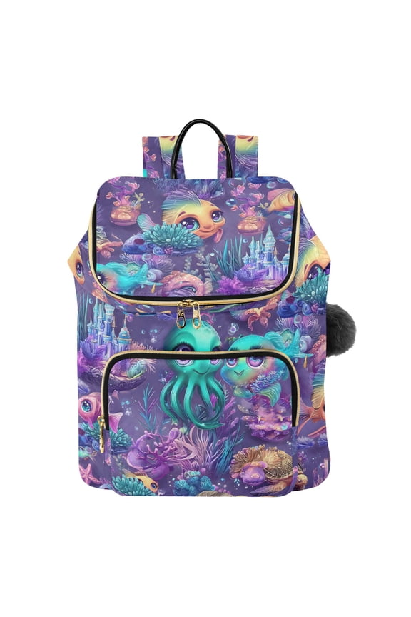 Magic Fish Ocean Castle Travel Backpack Laptop Bag Large Capacity Daypack