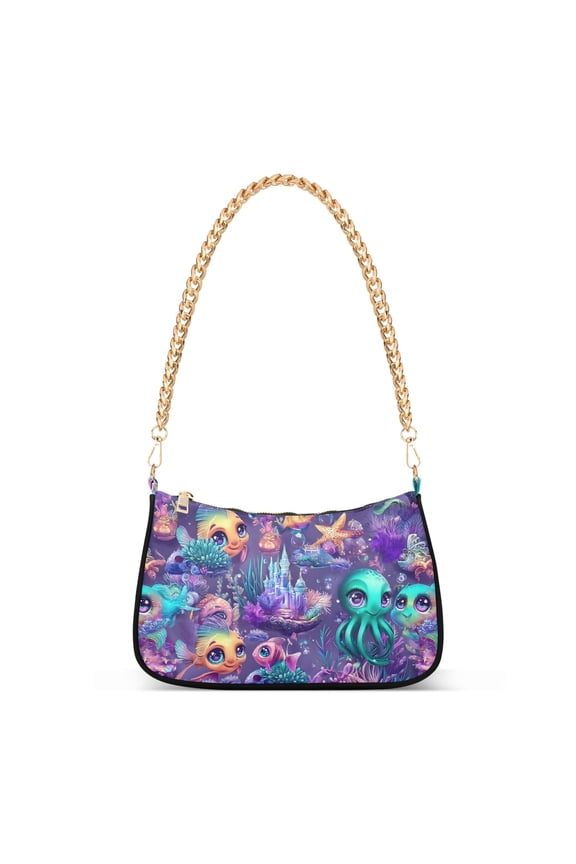Magic Fish Ocean Castle Women's Chain Shoulder Bag Hobo Handbag Tote Crossbody Purse