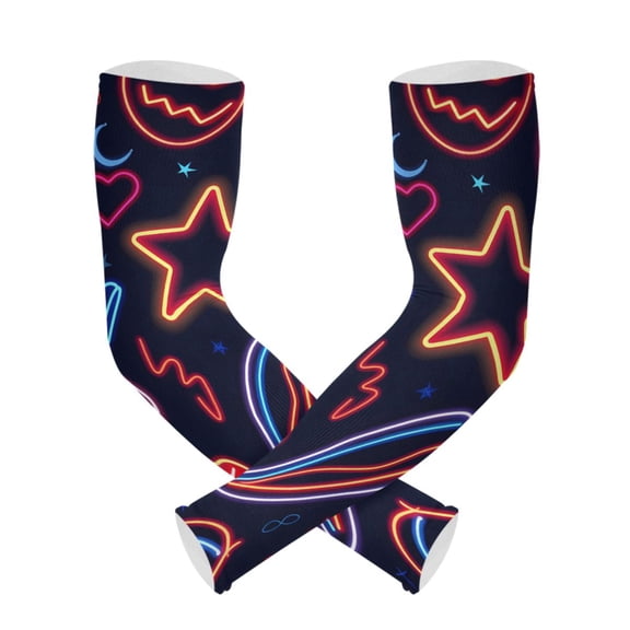 ALAZA Magic Fruit and Stars UV Sun Protection Arm Sleeves UPF 50+ Compression Cooling Sleeve 1 Pair