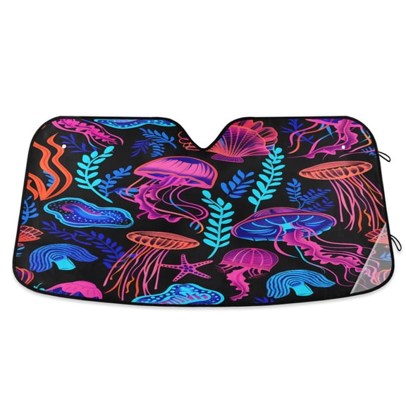 ALAZA Magic Jellyfish Windshield Sun Shade Car Foldable Visor Block UV Rays Protector 55"x27.6"