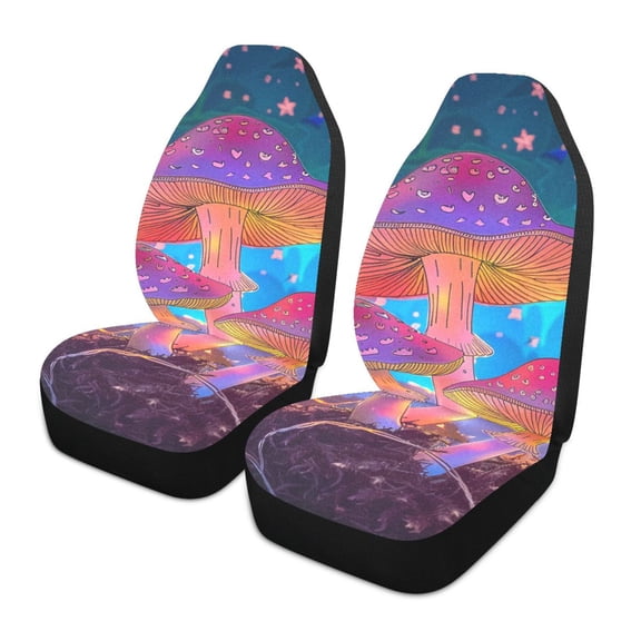 ALAZA Magic Mushroom Stars Moon Car Seat Covers 2 PCs Universal Auto Front Seats Interior Protector