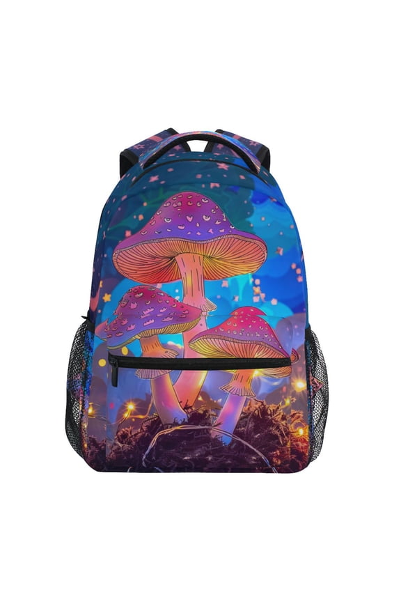 Magic Mushroom Stars Moon Pattern School Backpack Elementary Stylish Bookbag Laptop Bags Travel Daypack