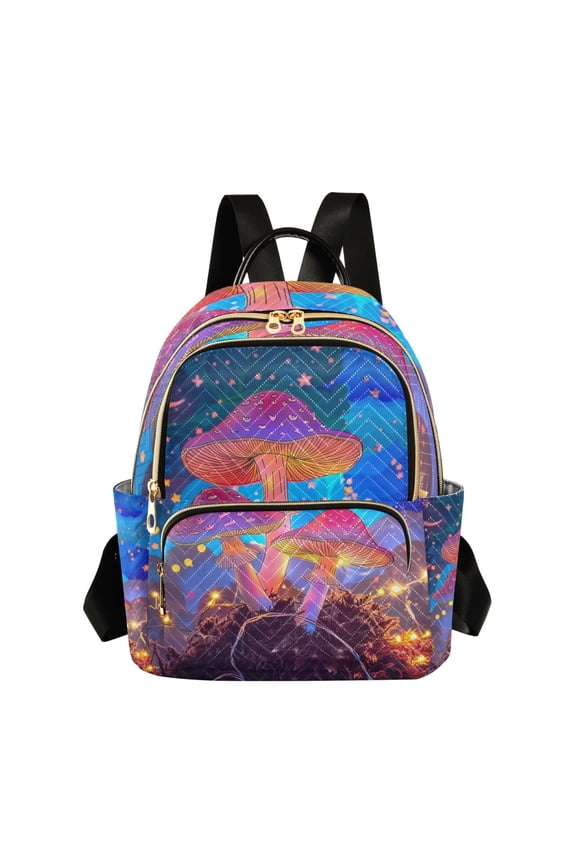 Magic Mushroom Stars Moon Womens Travel Laptop Backpack Large Daypack Ladies Shoulder Bags S