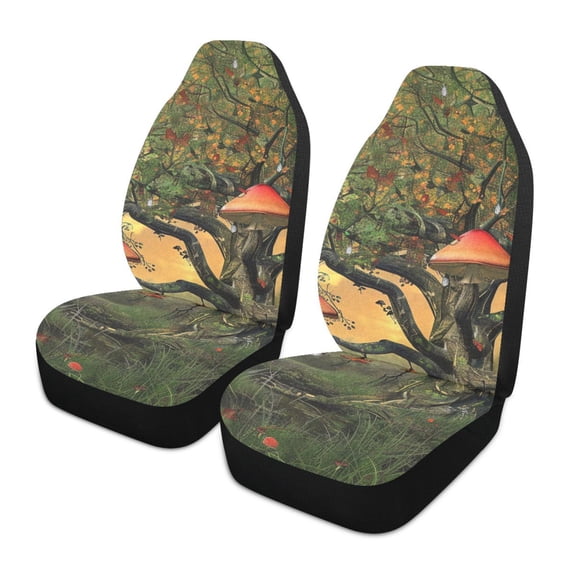 ALAZA Magic Mushroom on Tree Car Seat Covers 2 PCs Universal Auto Front Seats Interior Protector