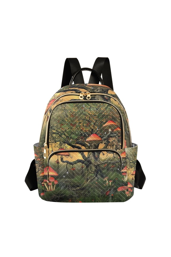 Magic Mushroom on Tree Womens Travel Laptop Backpack Large Daypack Ladies Shoulder Bags S