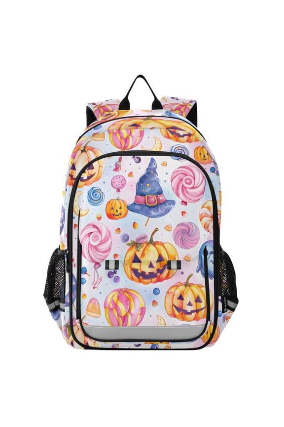 Magic Pumpkin Halloween Candy Laptop Backpack Purse Travel Bag Casual School Bookbag Rucksack for Women Men