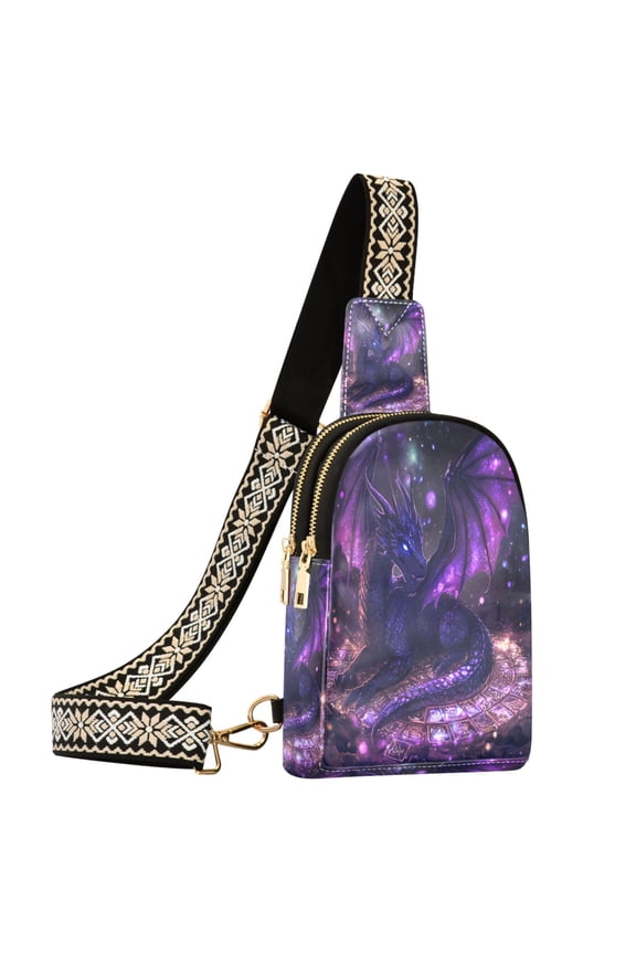 Magic Purple Dragon Sling Bag for Women Men Waterproof Crossbody Chest Bags
