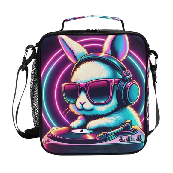 ALAZA Magic Rabbit Sunglasses Lunch Box Insulated Lunch Bag Reusable Thermal Cooler Tote School Picnic