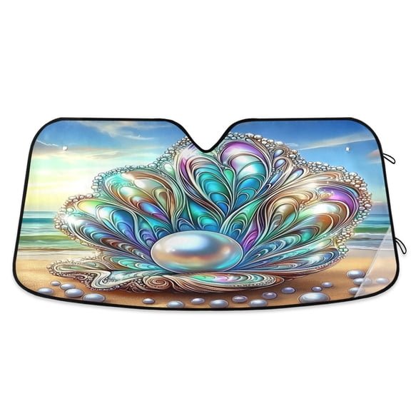 ALAZA Magic Shells on Beach Pattern Car Windshield Sun Shade Foldable UV Ray Sunshade Visor Protector 53 x 23.5in